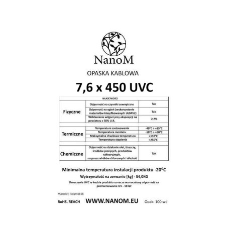 OPASKA ZACISKOWA UV 7,6 X 450 - 100szt